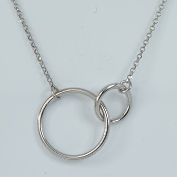 Sterling Silver Large and Small Circle Pendant and Chain